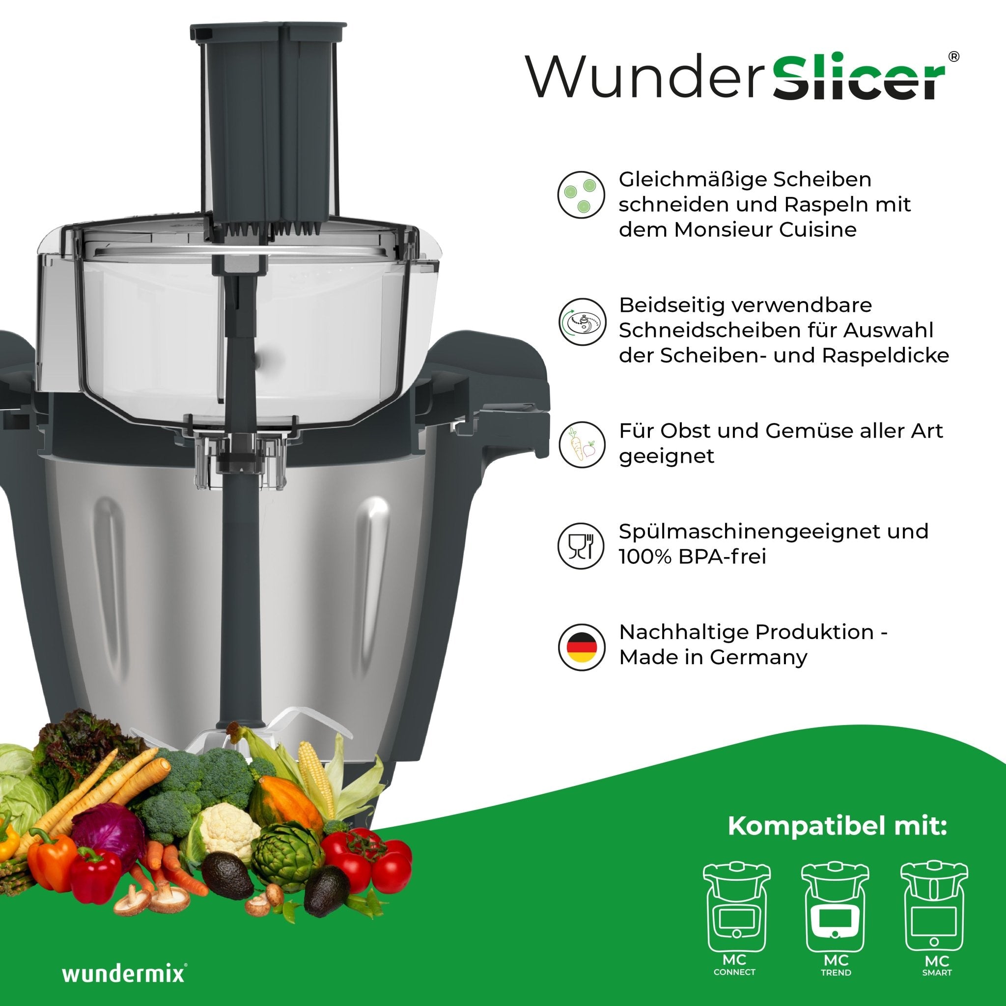 WunderSlicer® V2 | Gemüseschneider für Monsieur Cuisine Connect, Trend & Smart - Wundermix GmbH