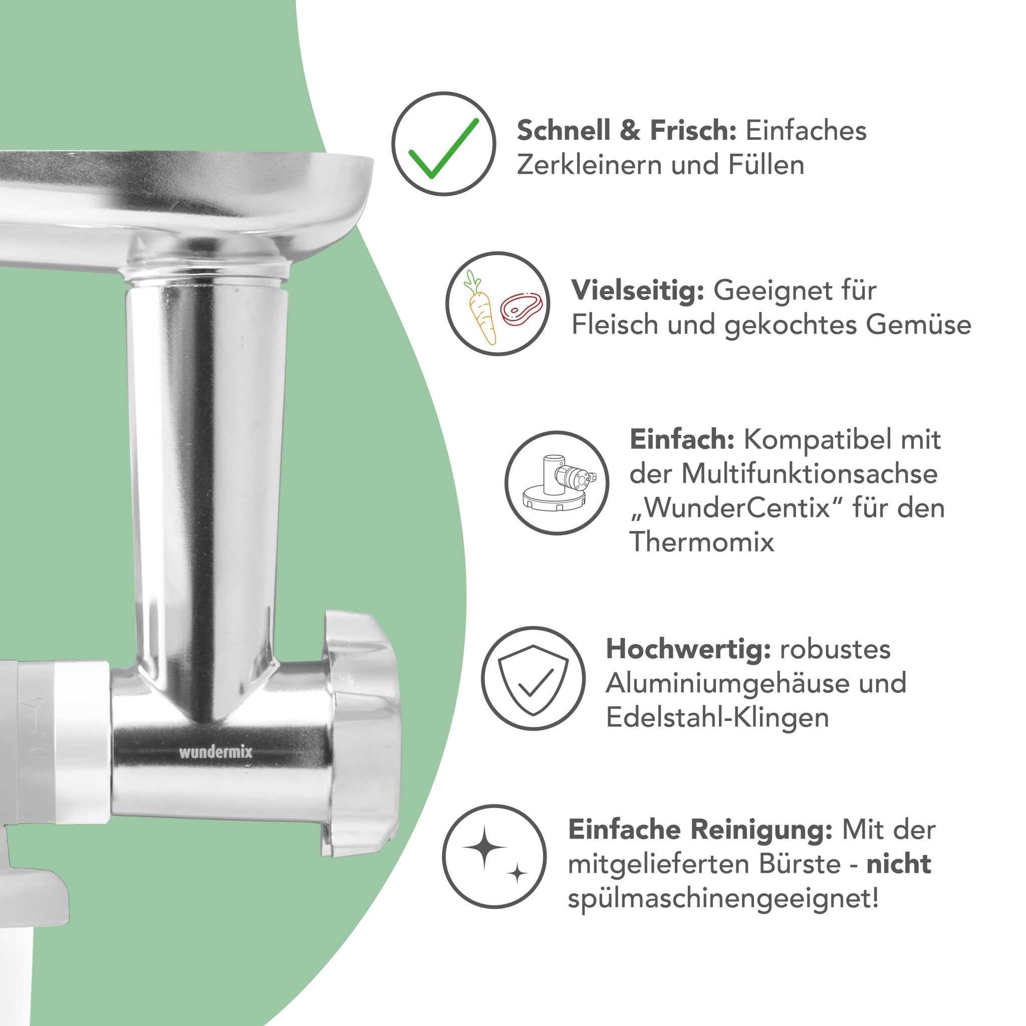 Fleischwolf mit Wurstfüllhorn für WunderCentix® - Wundermix GmbH